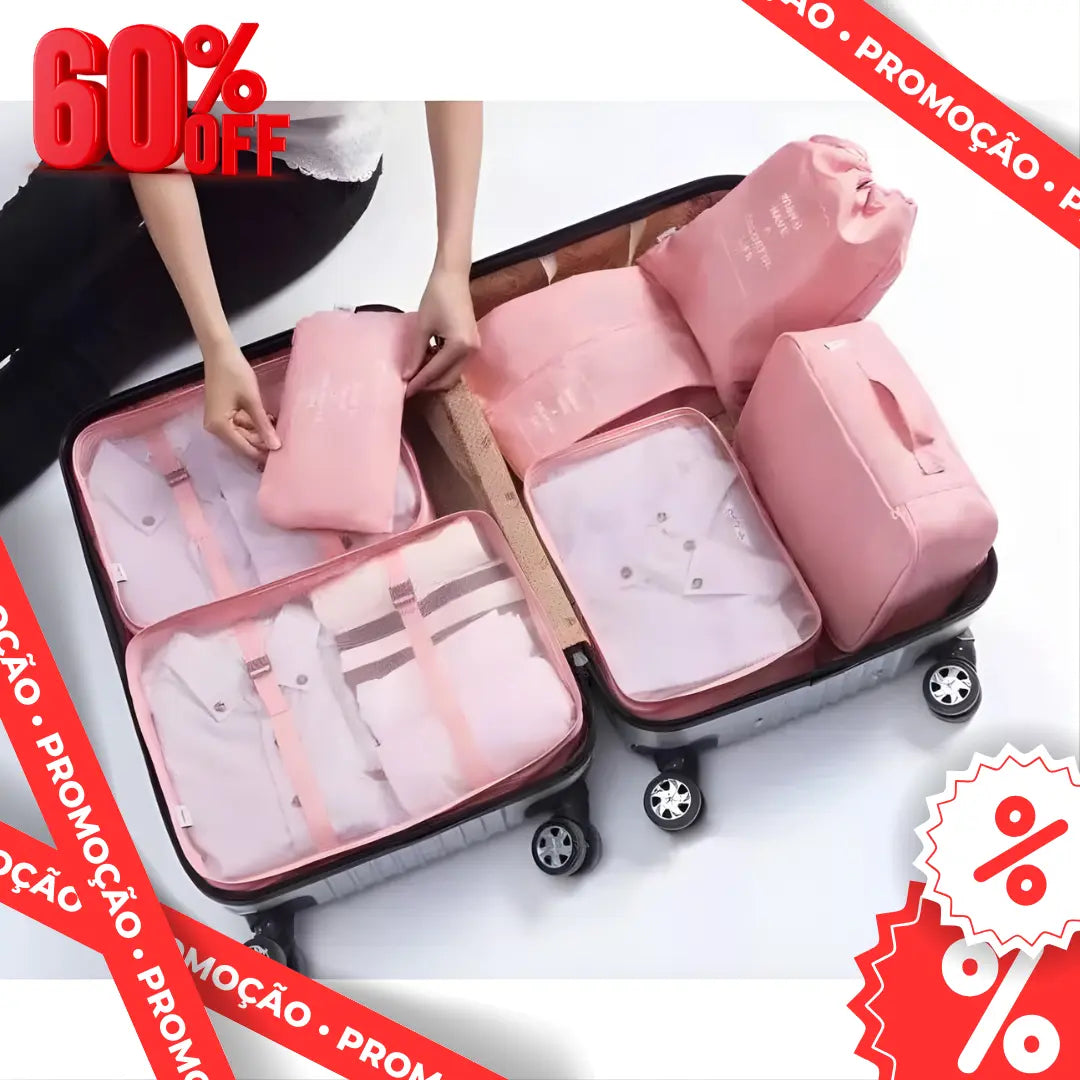 BLACK NOVEMBER Kit Organizador de Viagem 7 Peças Grande Capacidade