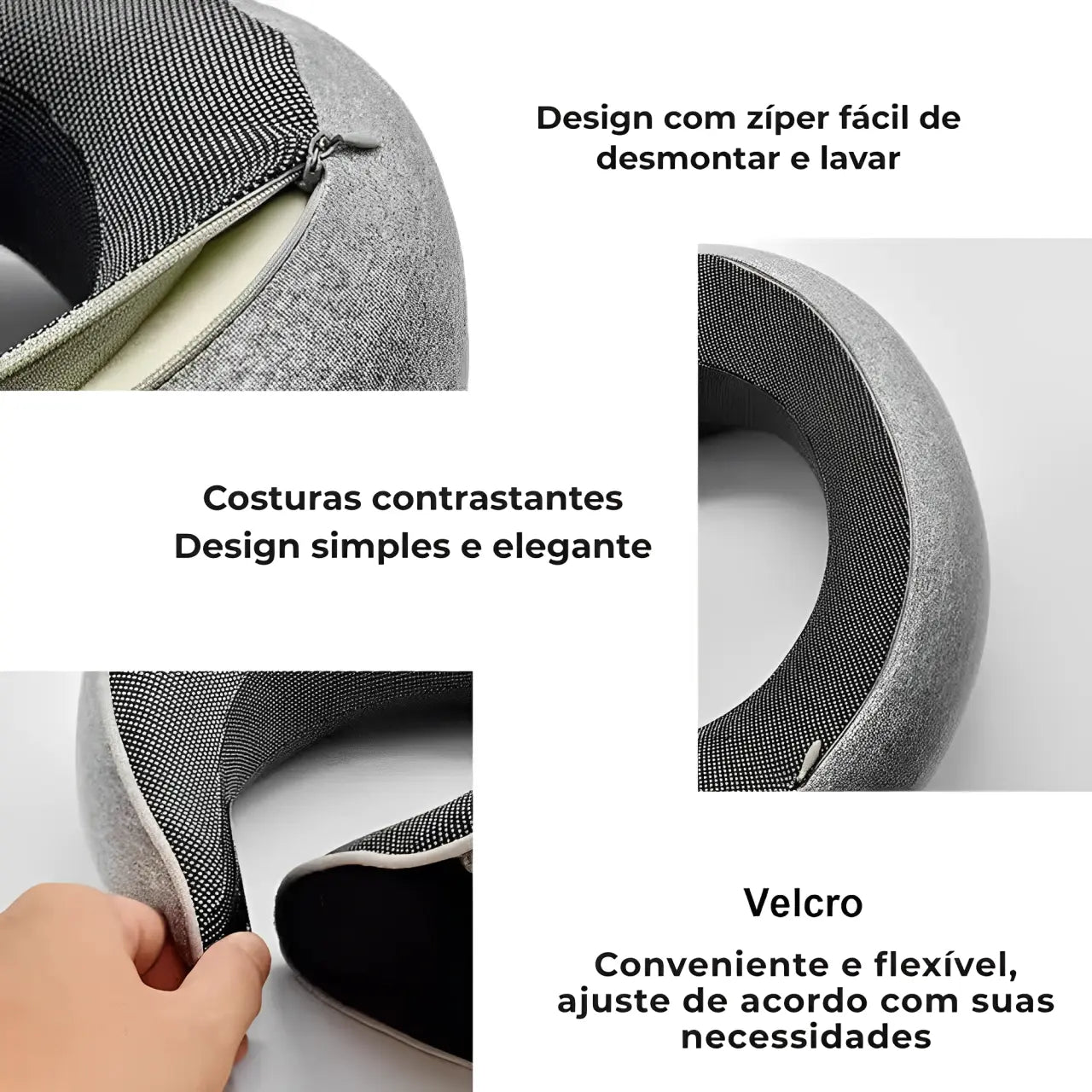 Almofada ergonômica para pescoço com apoio lateral em formato U