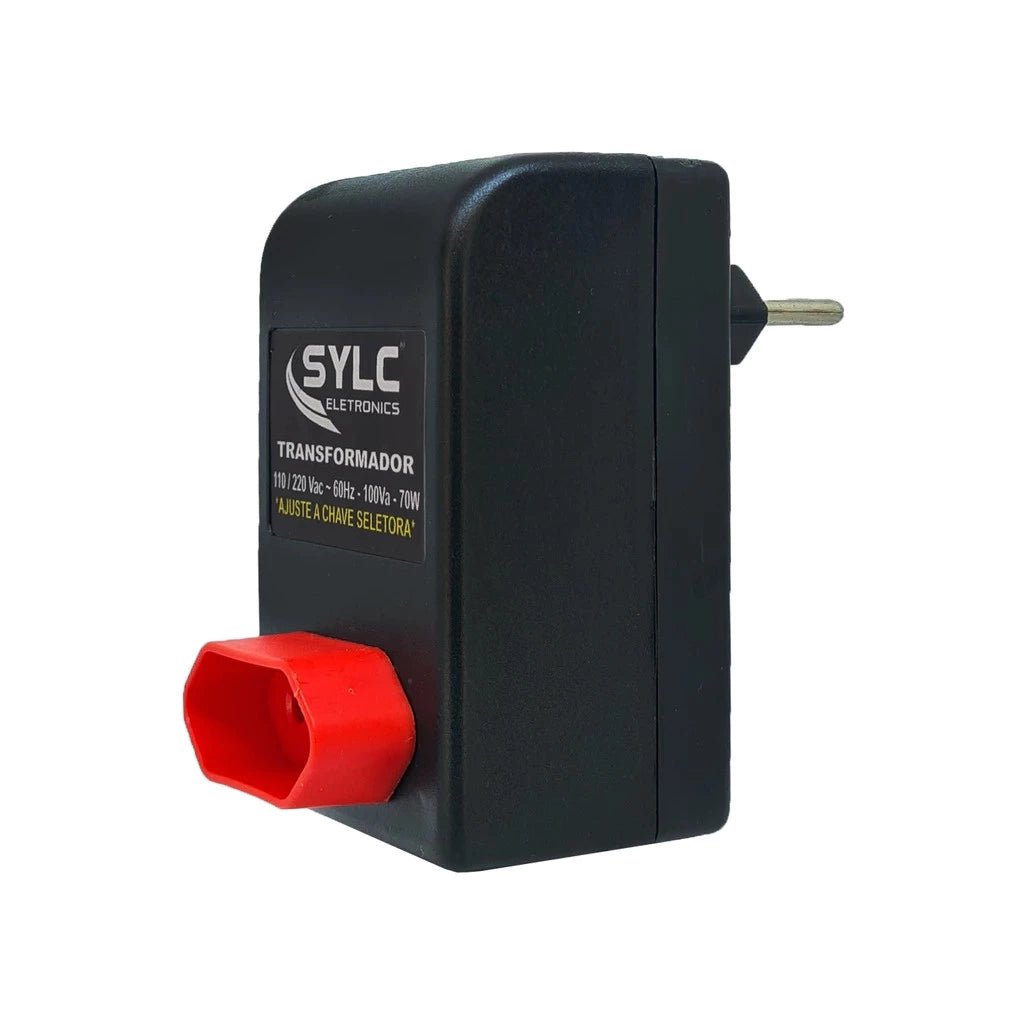 Autotransformador SYLC 100VA Bivolt Portátil e Seguro - TOP Viagem