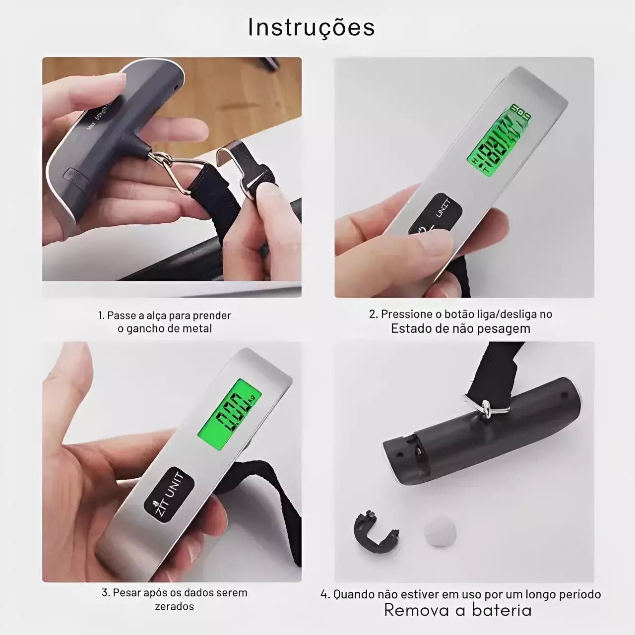Balança Digital de Mão 50kg para Bagagem com Gancho - TOP Viagem