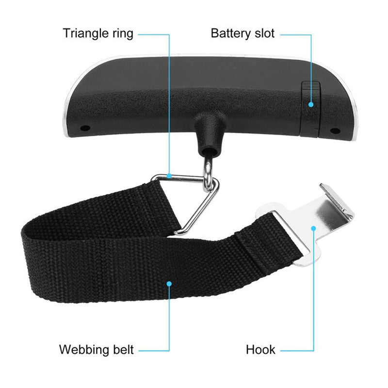 Balança Digital de Mão 50kg para Bagagem com Gancho - TOP Viagem