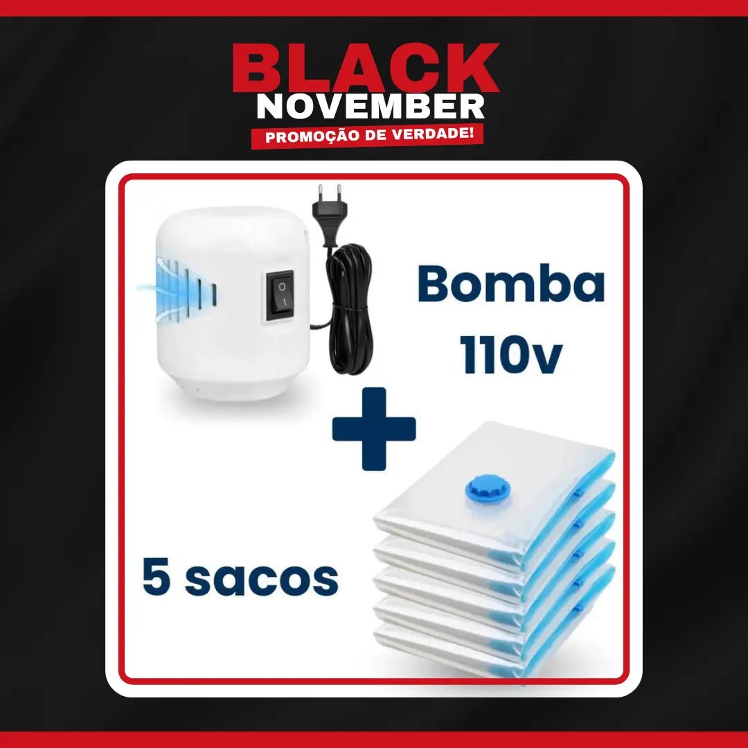 BLACK NOVEMBER Vacuum Pro – Kit Compactador com Bomba Elétrica - TOP Viagem