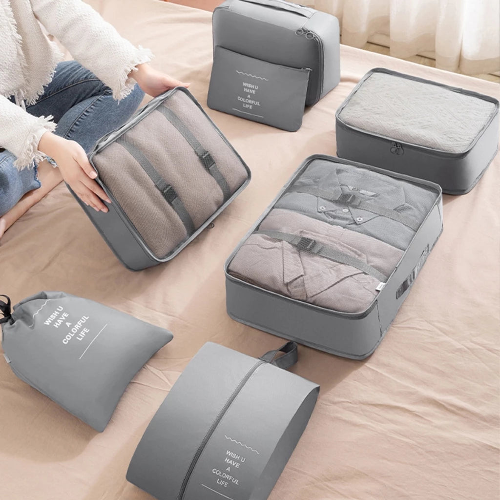 Kit Organizador de Viagem 7 Peças Grande Capacidade