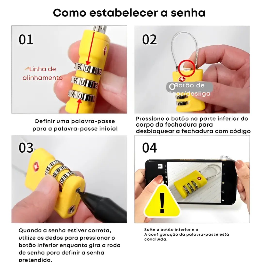 Cadeado TSA com Cabo De Aço Flexível - TOP Viagem