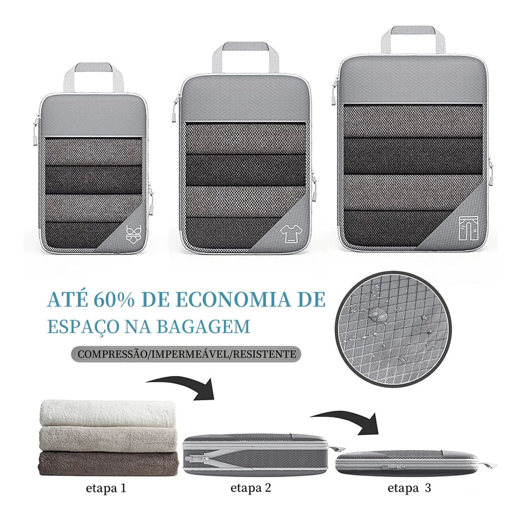 Cubos de Embalagem de Compressão - Premium 6 Peças - TOP Viagem