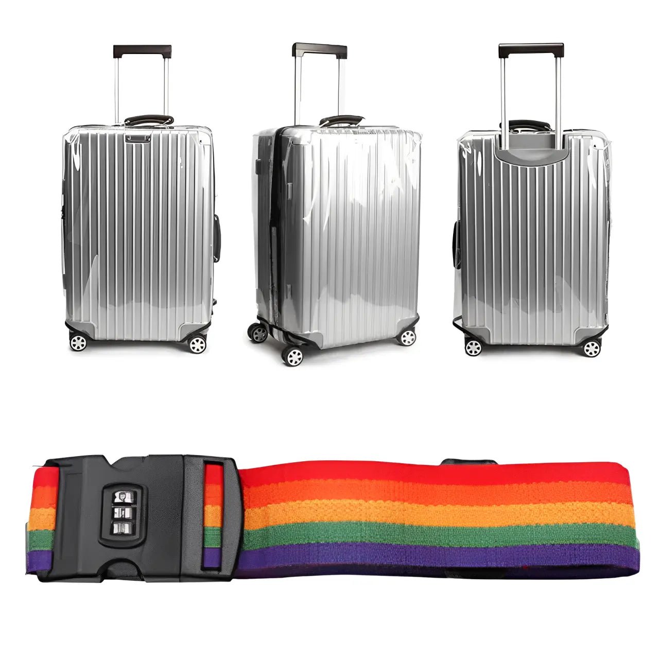 Kit Cinta de Proteção Para Mala + Capa de PVC - TOP Viagem