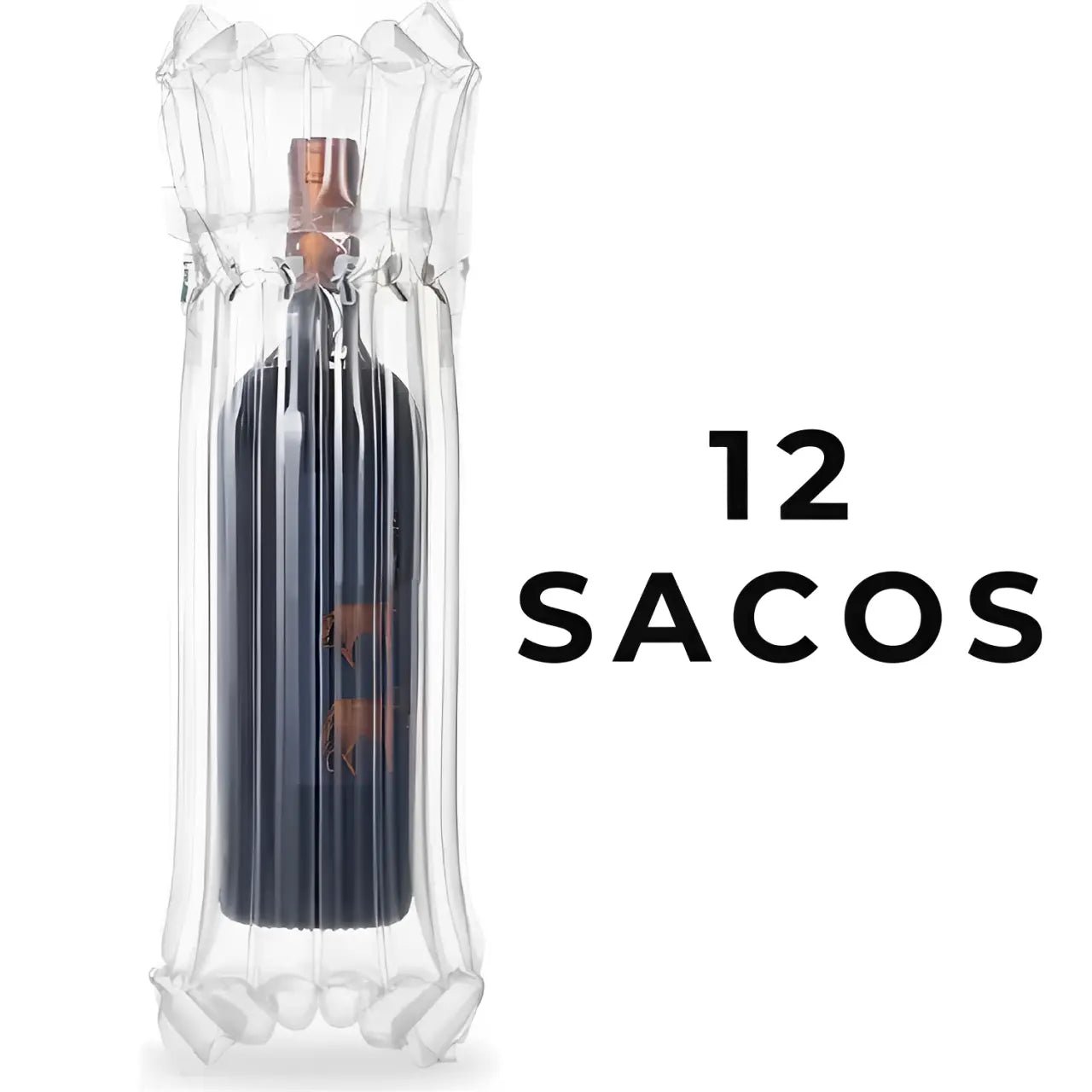 Imagem do Protetor Inflável de Garrafas com tecnologia Air Column, ideal para proteger vinhos, azeites e frascos em viagens