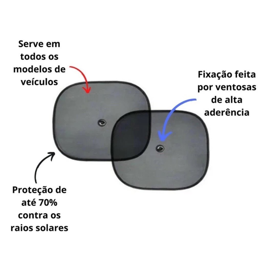 Protetor Solar para Vidro Lateral com Ventosa – Kit com 2 Unidades - TOP Viagem