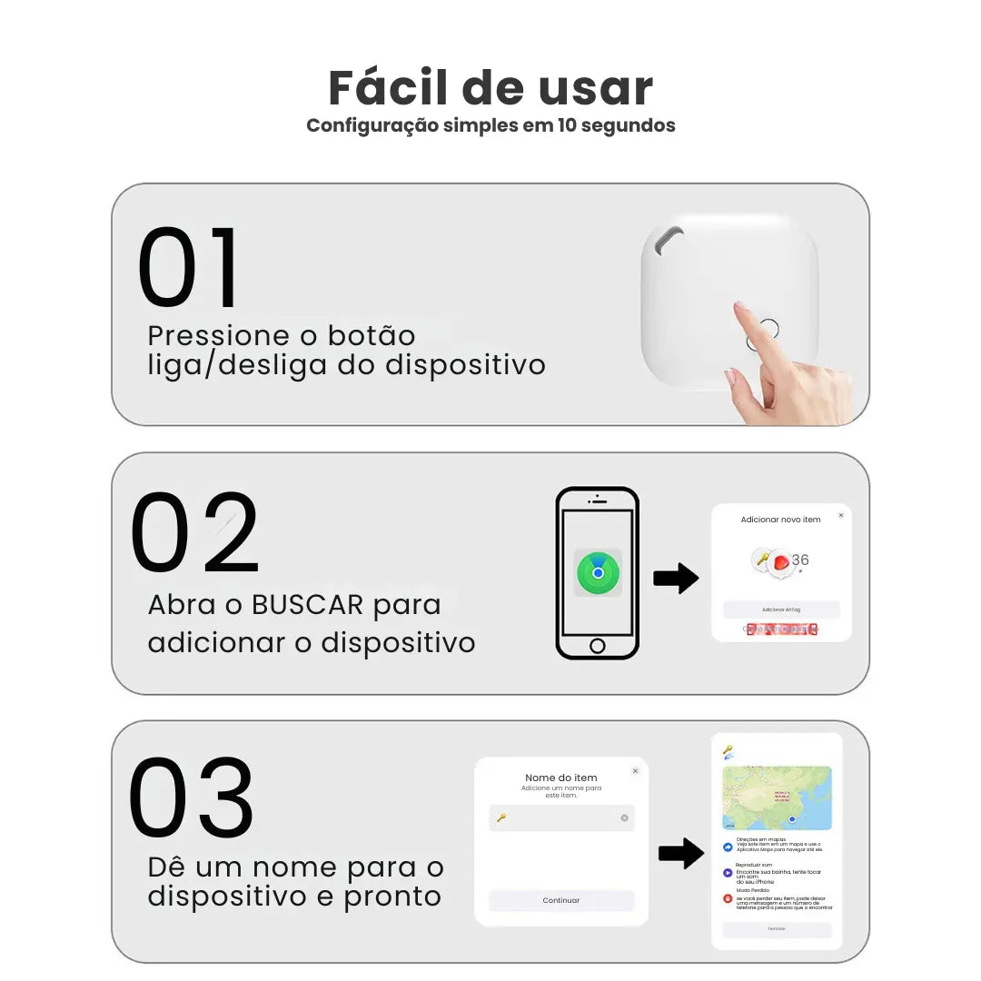 Rastreador para Mala Smart Tag Compatível com iPhone – Localização em Tempo Real Global - TOP Viagem