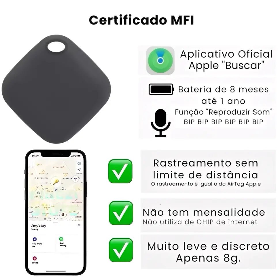 Rastreador para Mala Smart Tag Compatível com iPhone – Localização em Tempo Real Global - TOP Viagem