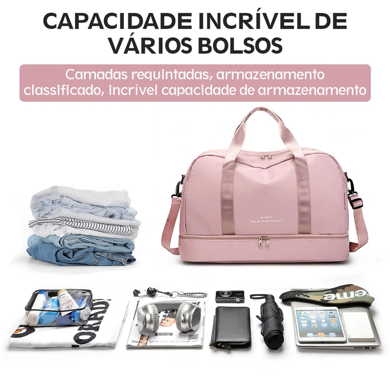 Bolsa de viagem feminina para viagem e academia super grande capacidade.