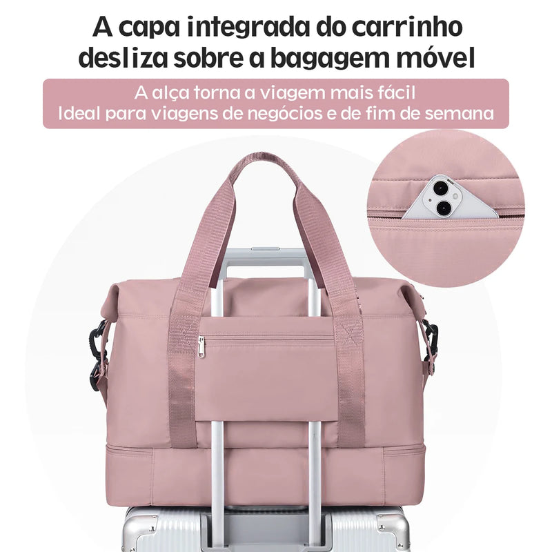 Bolsa de viagem feminina para viagem e academia super grande capacidade.