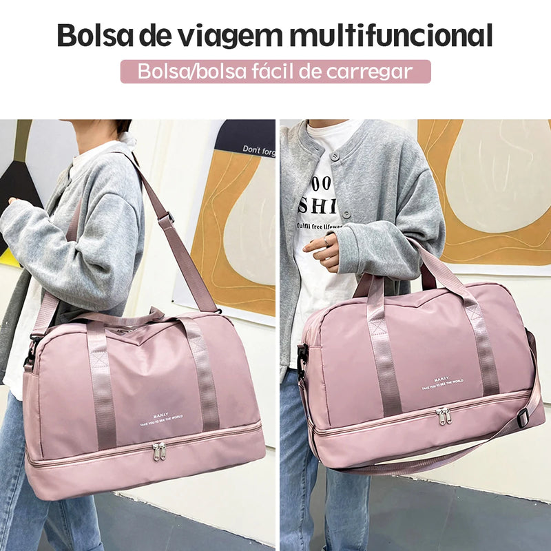 Bolsa de viagem feminina para viagem e academia super grande capacidade.