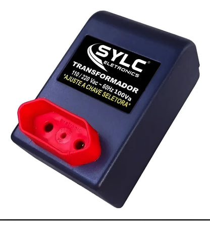 Autotransformador SYLC 100VA Bivolt Portátil e Seguro - TOP Viagem