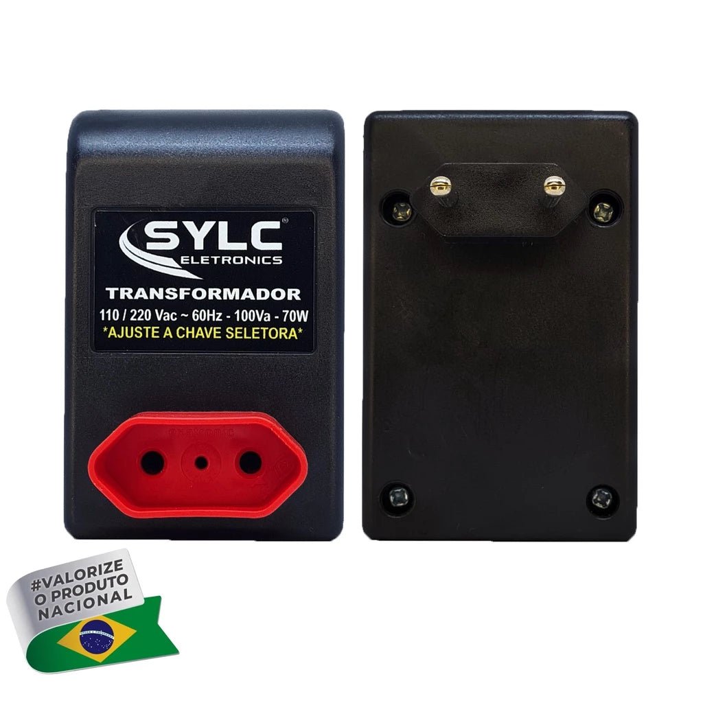Autotransformador SYLC 100VA Bivolt Portátil e Seguro - TOP Viagem