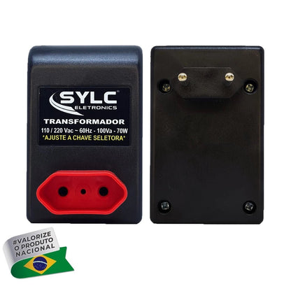 Autotransformador SYLC 100VA Bivolt Portátil e Seguro - TOP Viagem