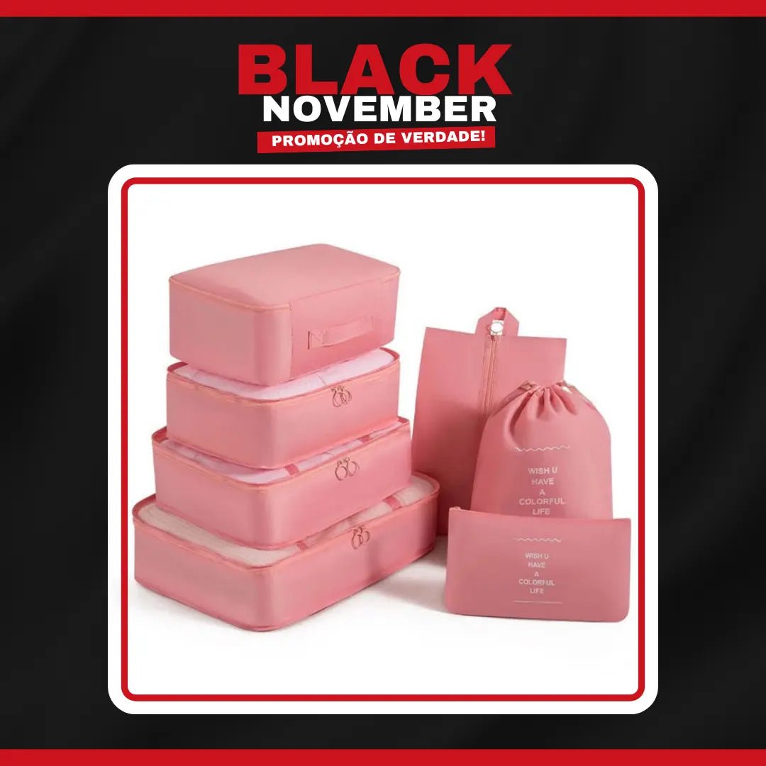 BLACK NOVEMBER Kit Organizador de Viagem 7 Peças Grande Capacidade - TOP Viagem