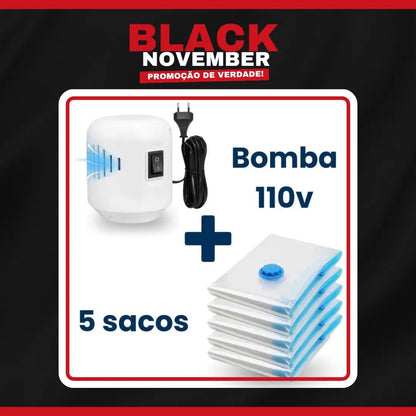 BLACK NOVEMBER Vacuum Pro – Kit Compactador com Bomba Elétrica - TOP Viagem