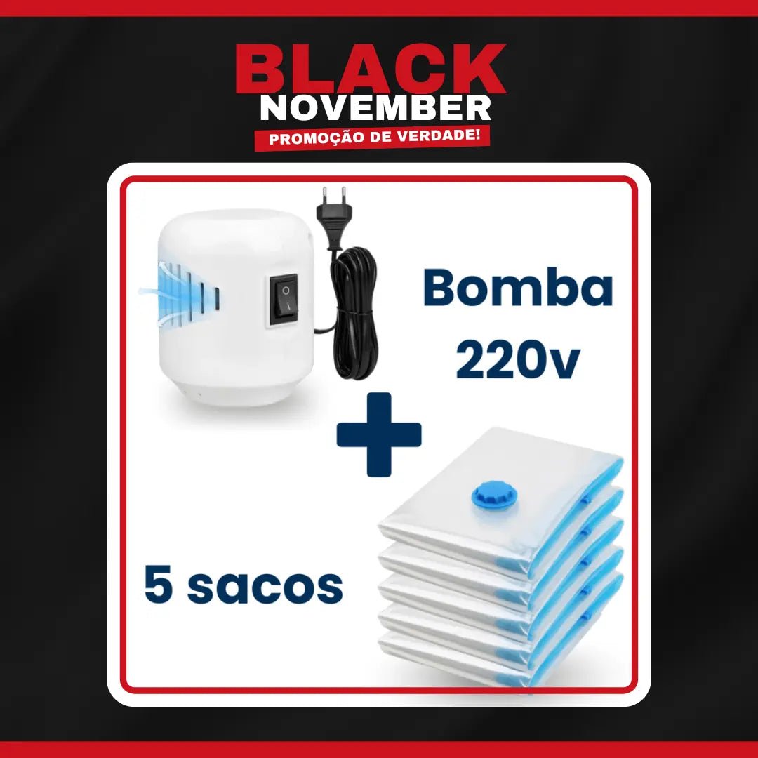 BLACK NOVEMBER Vacuum Pro – Kit Compactador com Bomba Elétrica - TOP Viagem