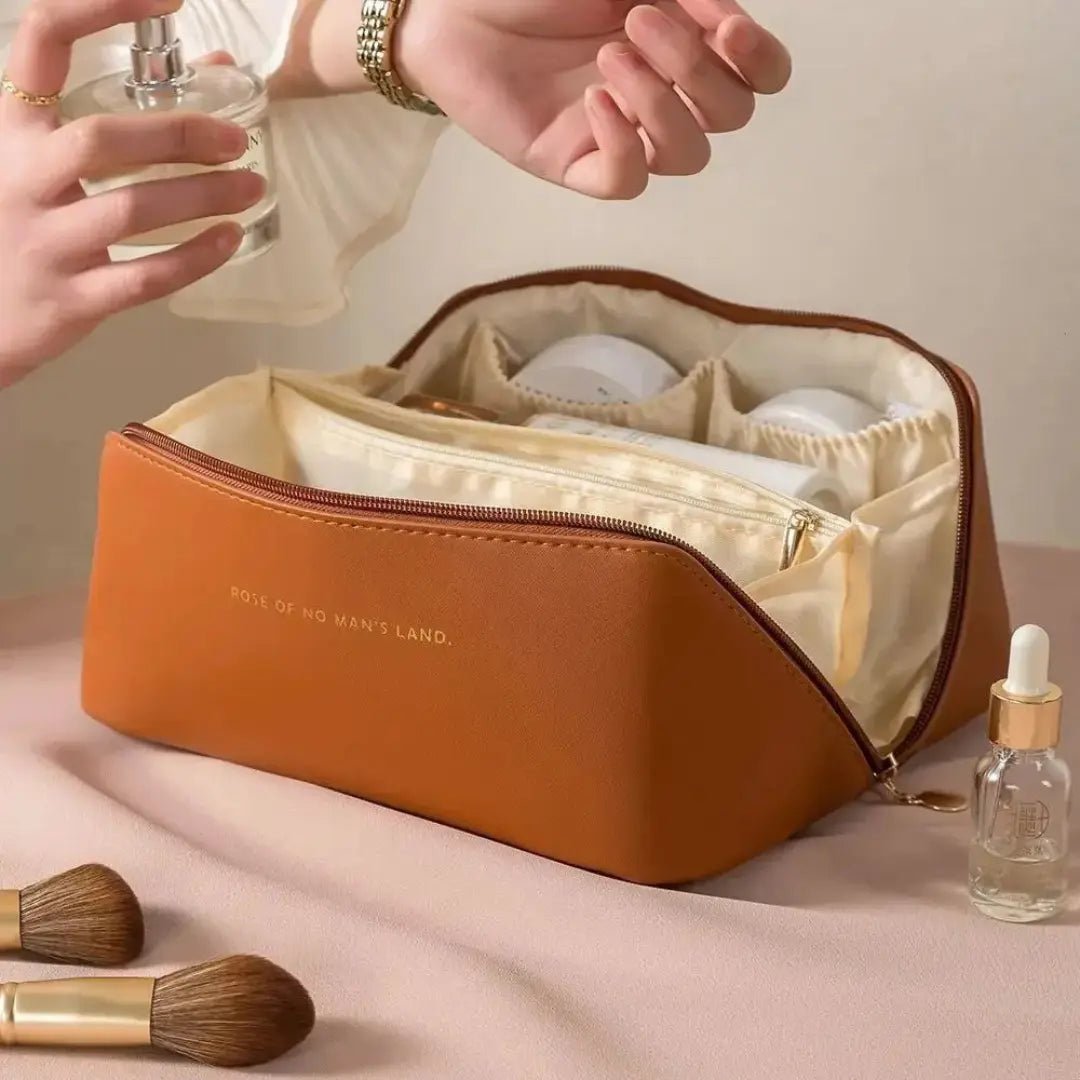 Bolsa de Cosmético de Couro PU | Grande Capacidade para Viagem - TOP Viagem