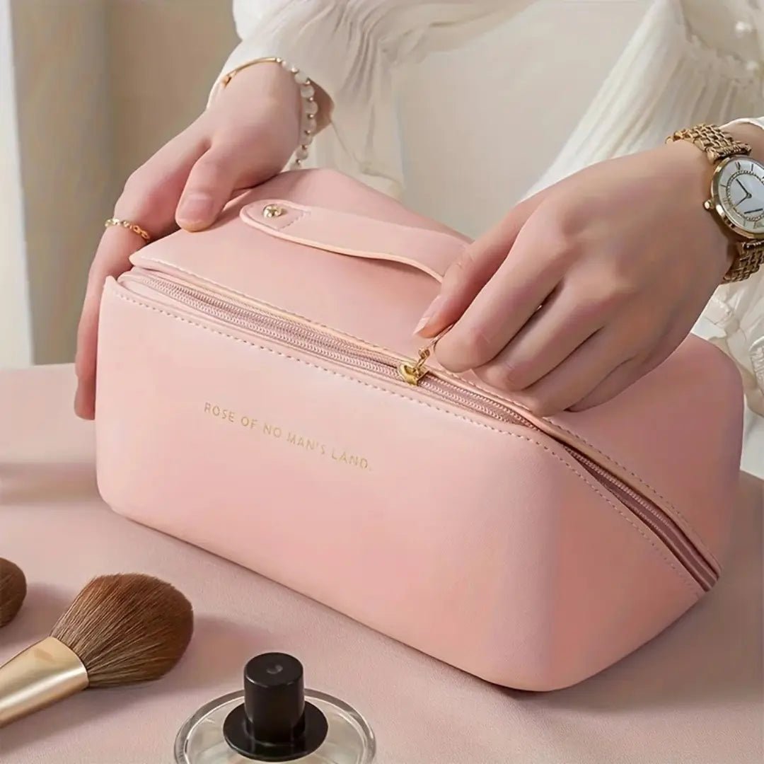Bolsa de Cosmético de Couro PU | Grande Capacidade para Viagem - TOP Viagem