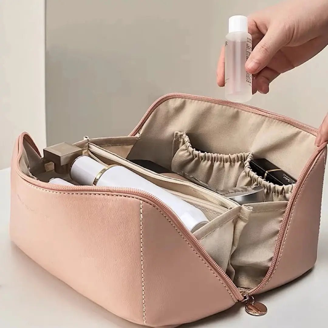 Bolsa de Cosmético de Couro PU | Grande Capacidade para Viagem - TOP Viagem