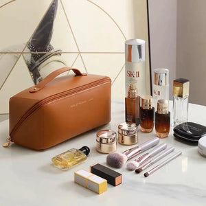 Bolsa de Cosmético de Couro PU | Grande Capacidade para Viagem - TOP Viagem