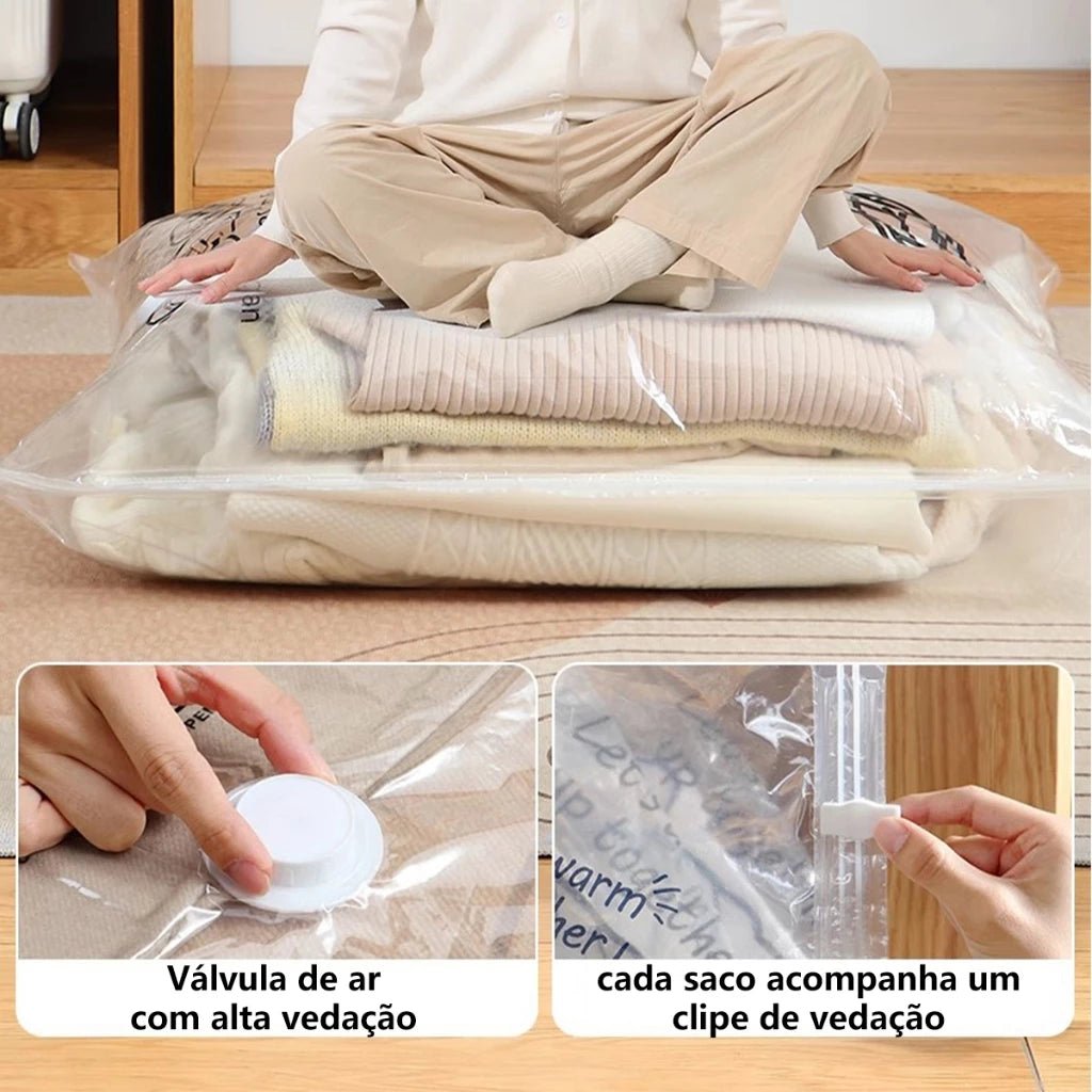 Cabide a Vácuo 120x70 ou 90x70 - Organize Mais e Proteja Suas Roupas - TOP Viagem