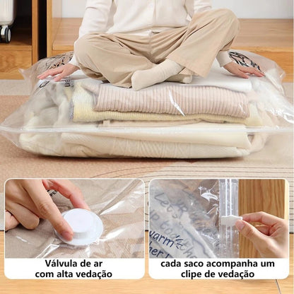 Cabide a Vácuo 120x70 ou 90x70 - Organize Mais e Proteja Suas Roupas - TOP Viagem