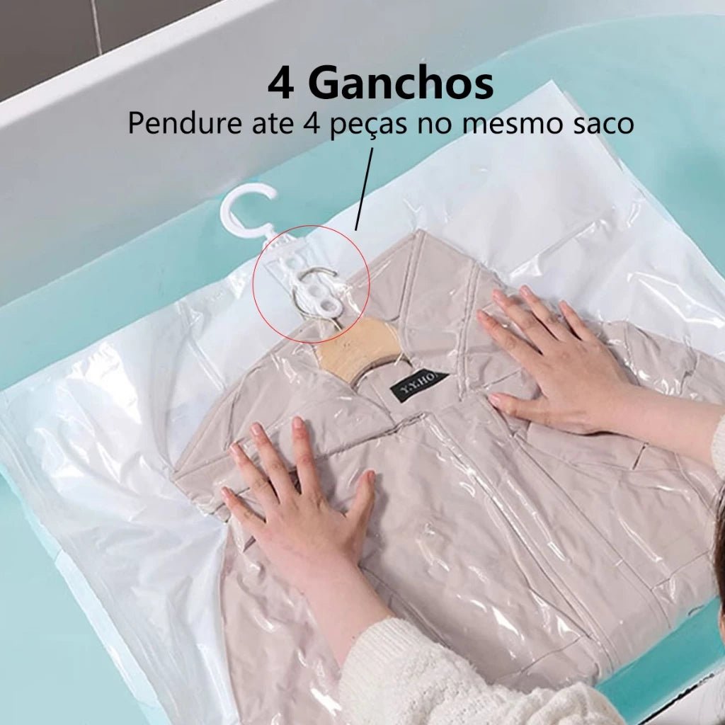 Cabide a Vácuo 120x70 ou 90x70 - Organize Mais e Proteja Suas Roupas - TOP Viagem