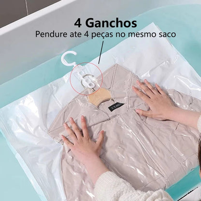 Cabide a Vácuo 120x70 ou 90x70 - Organize Mais e Proteja Suas Roupas - TOP Viagem