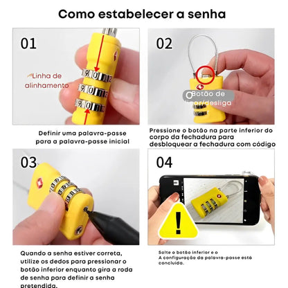 Cadeado TSA com Cabo De Aço Flexível - TOP Viagem