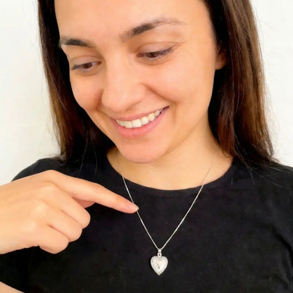 Colar Relicário Coração – Prata 925 Personalizado com Foto - TOP Viagem