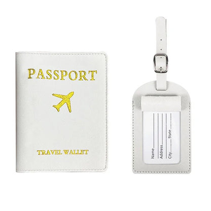 Conjunto Porta‑Passaporte + Tag de Bagagem em Couro Ecológico - TOP Viagem