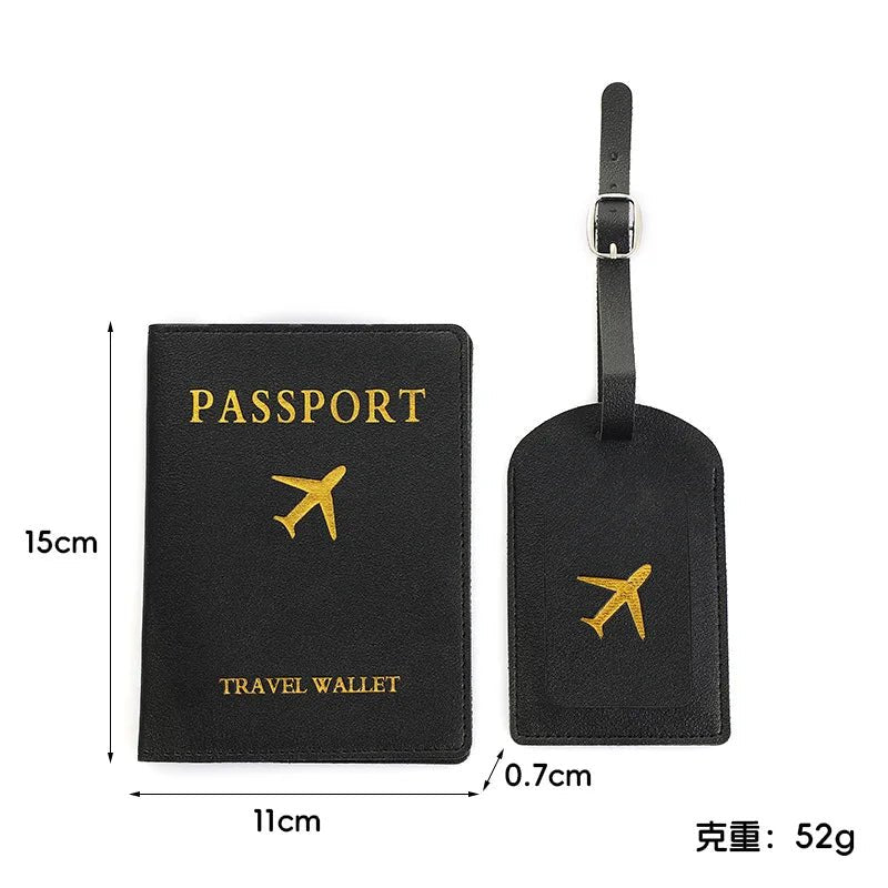 Conjunto Porta‑Passaporte + Tag de Bagagem em Couro Ecológico - TOP Viagem
