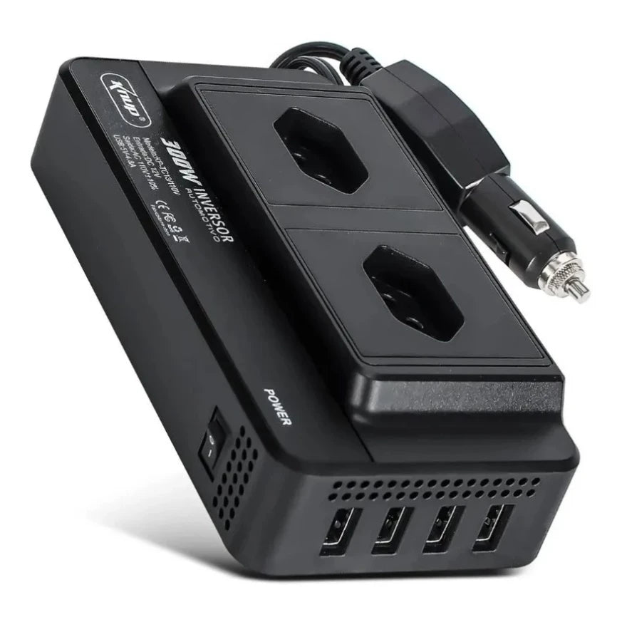 Inversor Veicular Knup 300W com USB e Tomadas 110V/220V - TOP Viagem