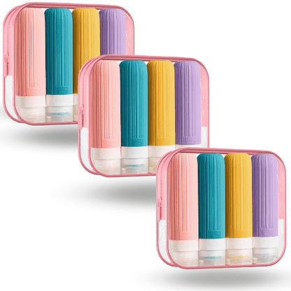 Kit 4 Frascos de Silicone para Viagem – 90ml Antivazamento - TOP Viagem