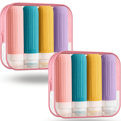 Kit 4 Frascos de Silicone para Viagem – 90ml Antivazamento - TOP Viagem