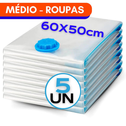 Kit 5 Sacos a Vácuo 50x60cm Para Roupas e Viagem - TOP Viagem