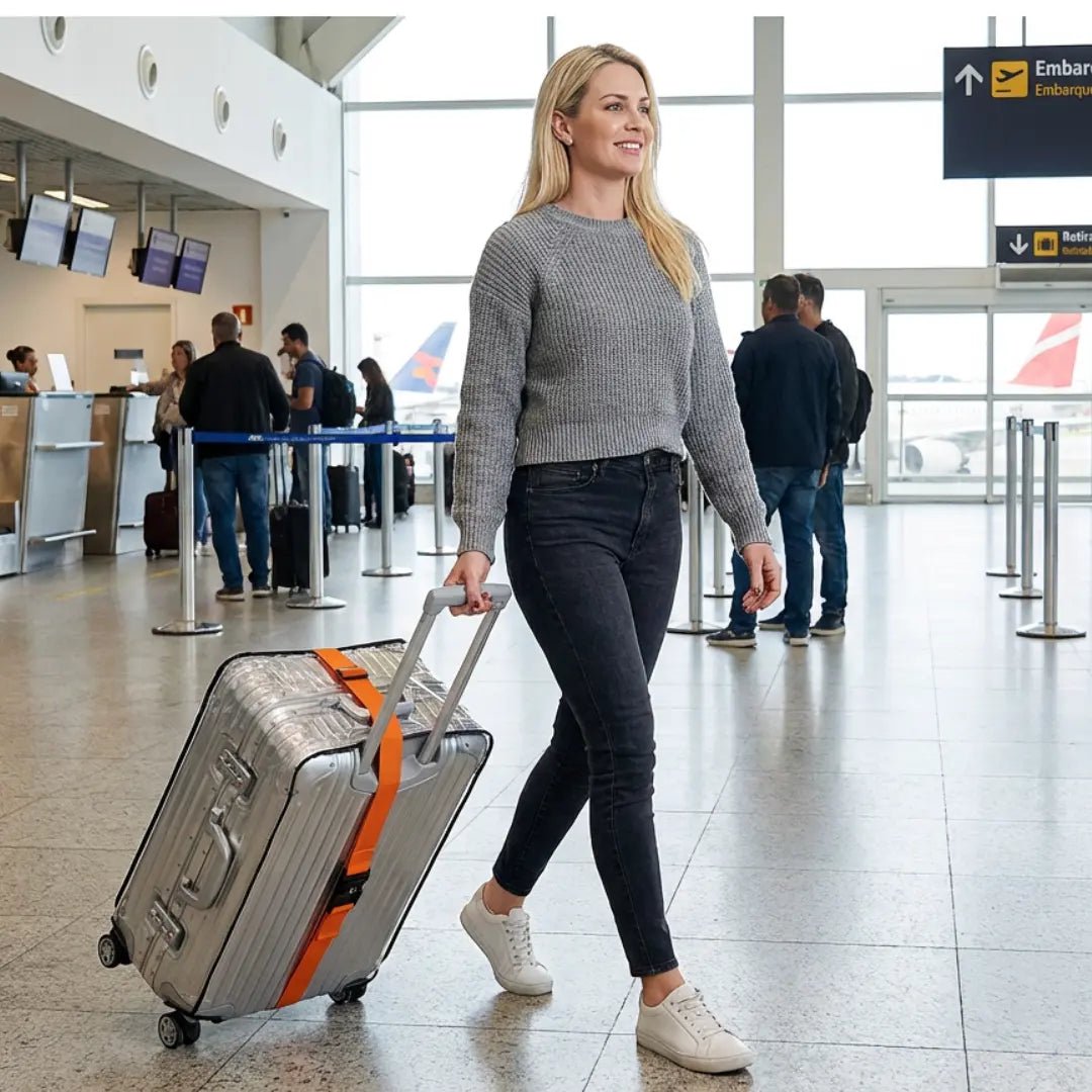 Kit Mala Blindada — Capa PVC + Cinta com Segredo Numérico - TOP Viagem