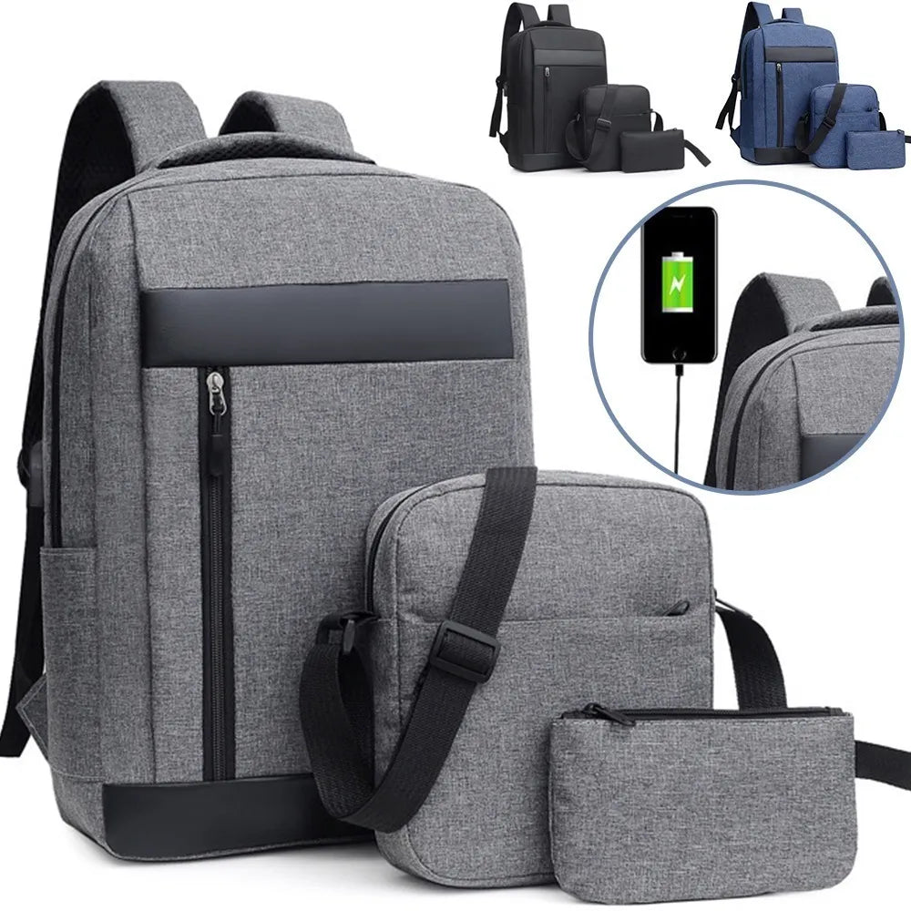 Kit Mochila, Bolsa Lateral e Estojo Unissex 3 Peças - TOP Viagem