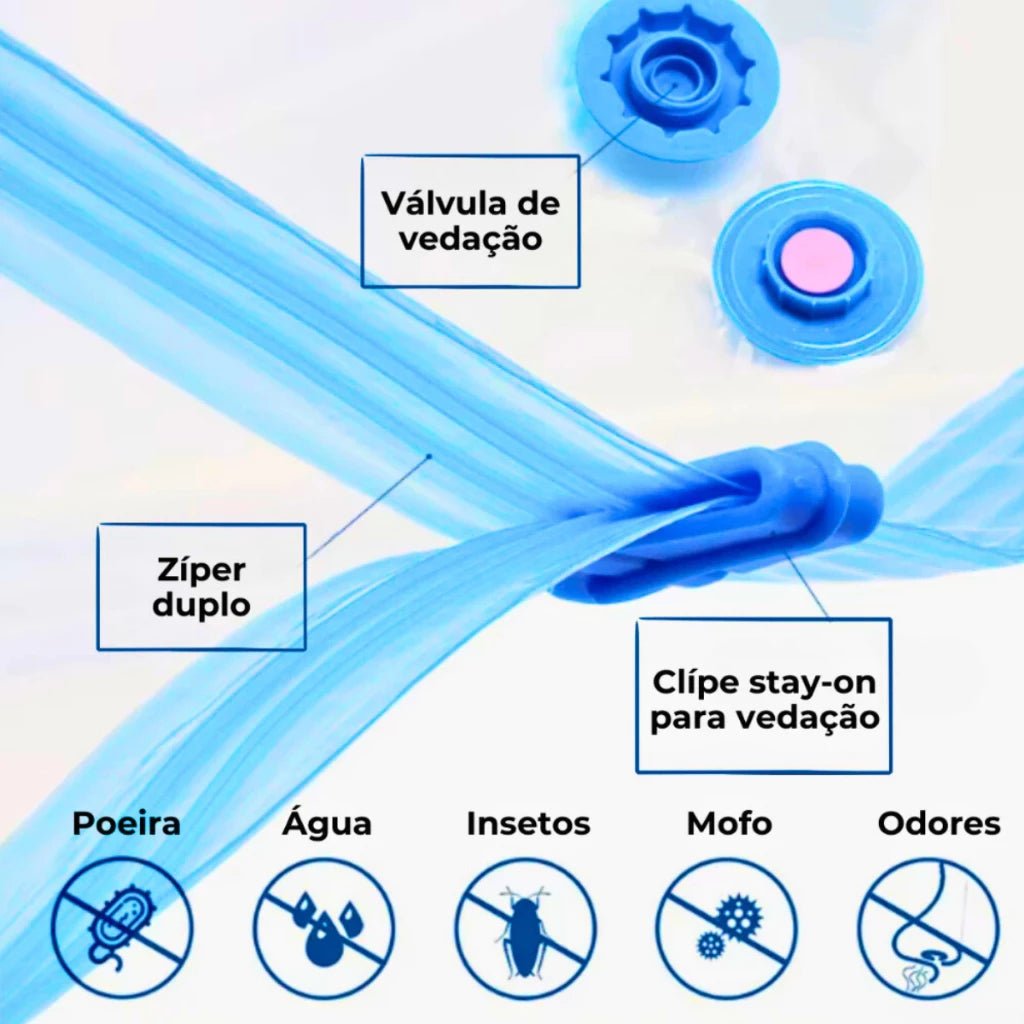 Kits Sacos a Vácuo 60x40cm Para Roupas (5, 10 ou 15) - TOP Viagem