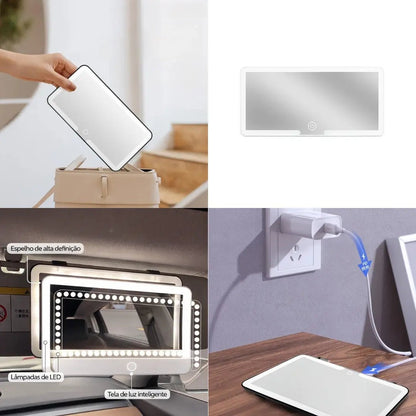 Make&Go – Espelho com LEDS para Maquiagem no Carro - TOP Viagem