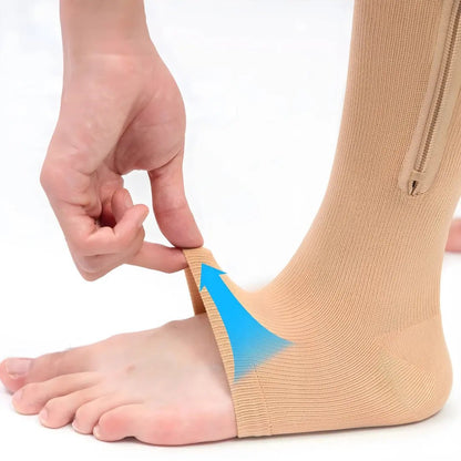 Meia de Compressão com Zíper – Alívio de Dores e Inchaços - TOP Viagem