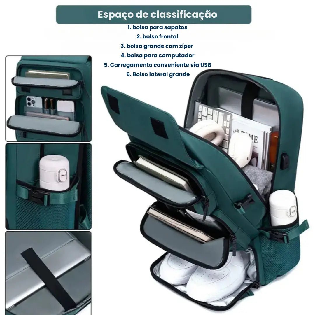 Mochila 3 em 1 Multifuncional | Mochila de Viagem 40L Impermeável - TOP Viagem