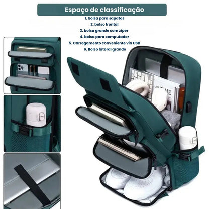 Mochila 3 em 1 Multifuncional | Mochila de Viagem 40L Impermeável - TOP Viagem