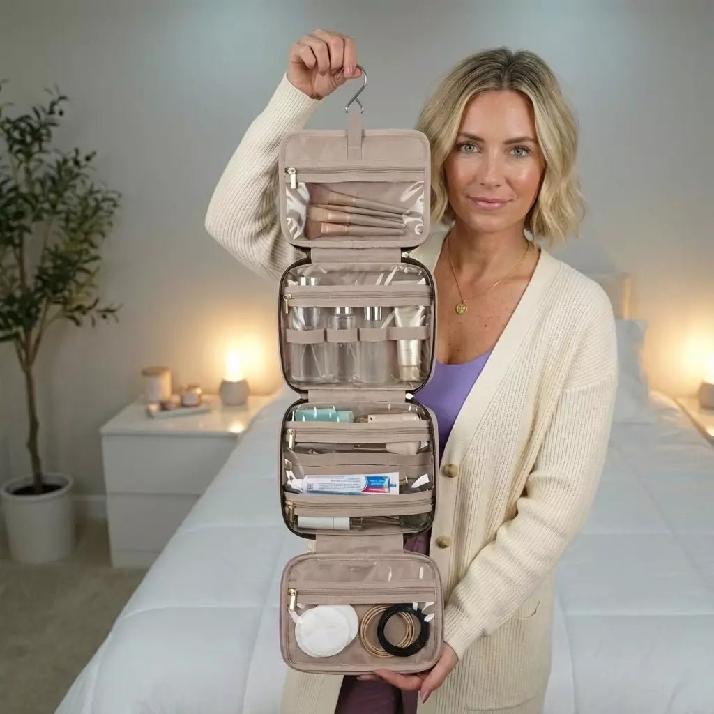 Necessaire de Viagem Premium com Gancho Giratório 360º – Compacta e Espaçosa - TOP Viagem