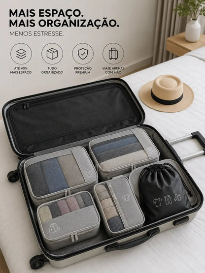 Organizador em Cubos (6 Peças) – Compacte, Organize e Viaje com Mais Espaço - TOP Viagem