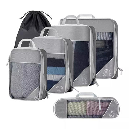 Kit de organizadores em cubos de compressão premium para mala de viagem, 6 peças