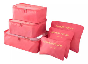 Conjunto de 6 organizadores de viagem em nylon para mala com tamanhos variados
